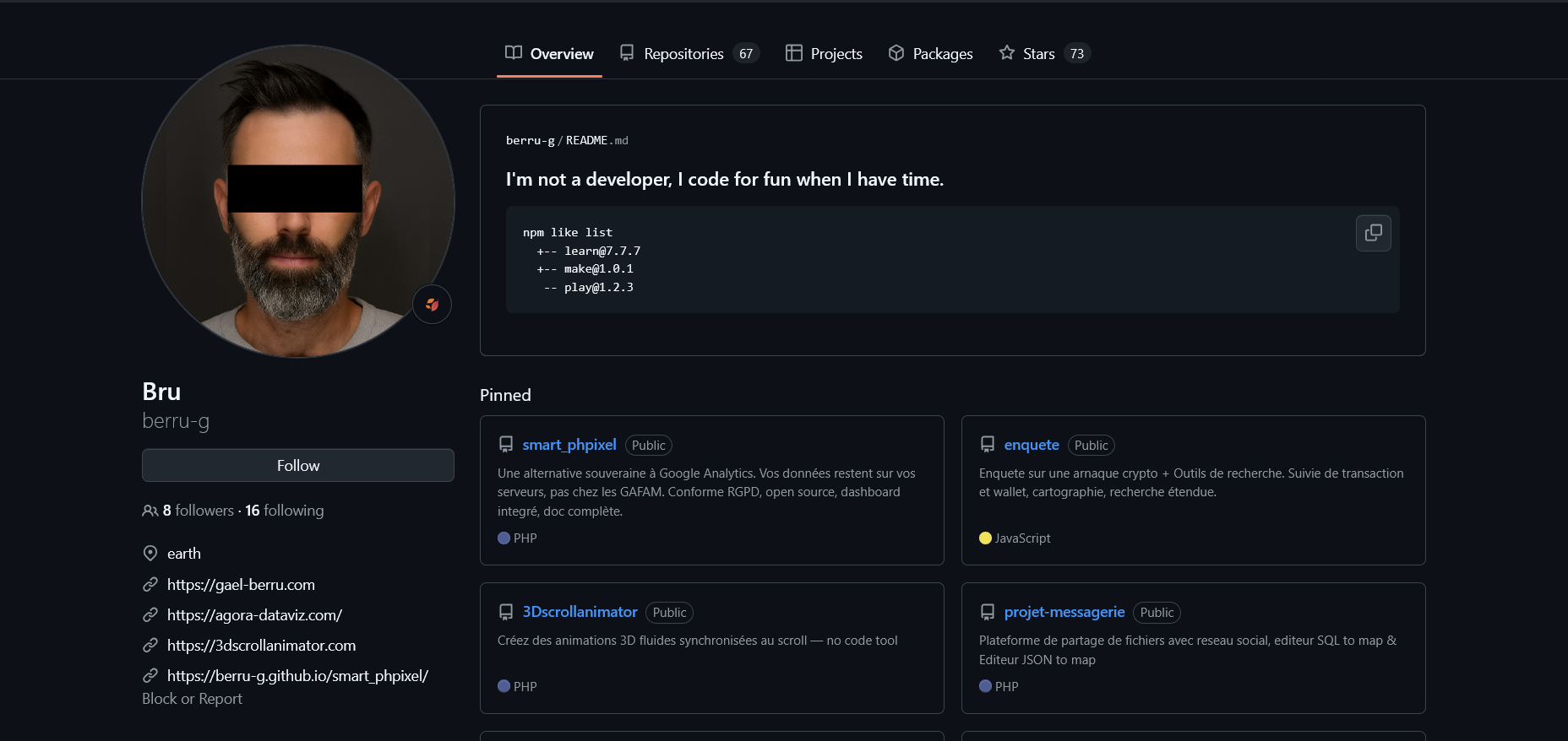 GitHub berru-g - Tous mes travaux open-source depuis 2020